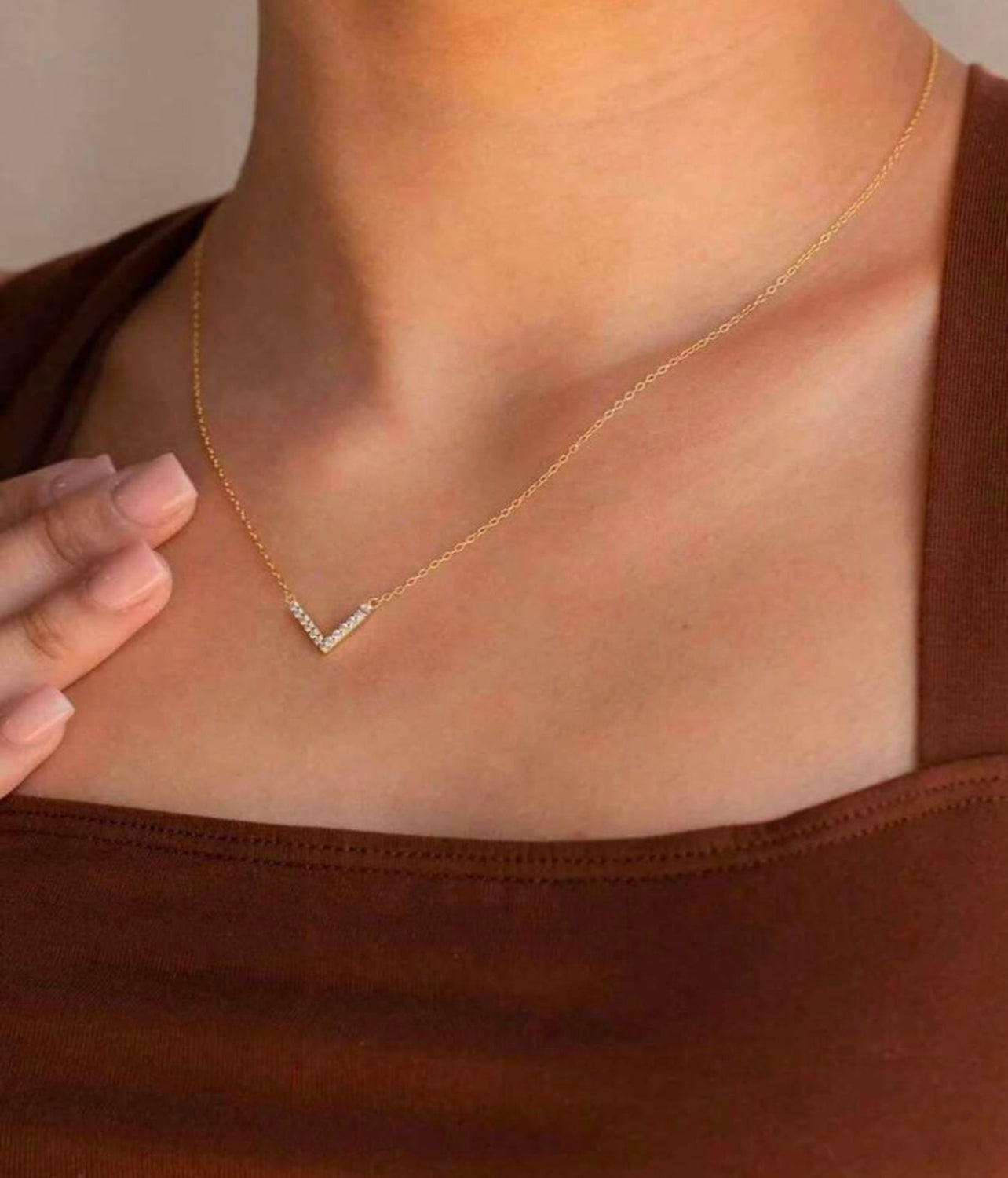 Crystal V Drop Necklace