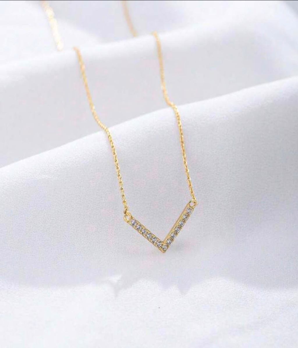 Crystal V Drop Necklace